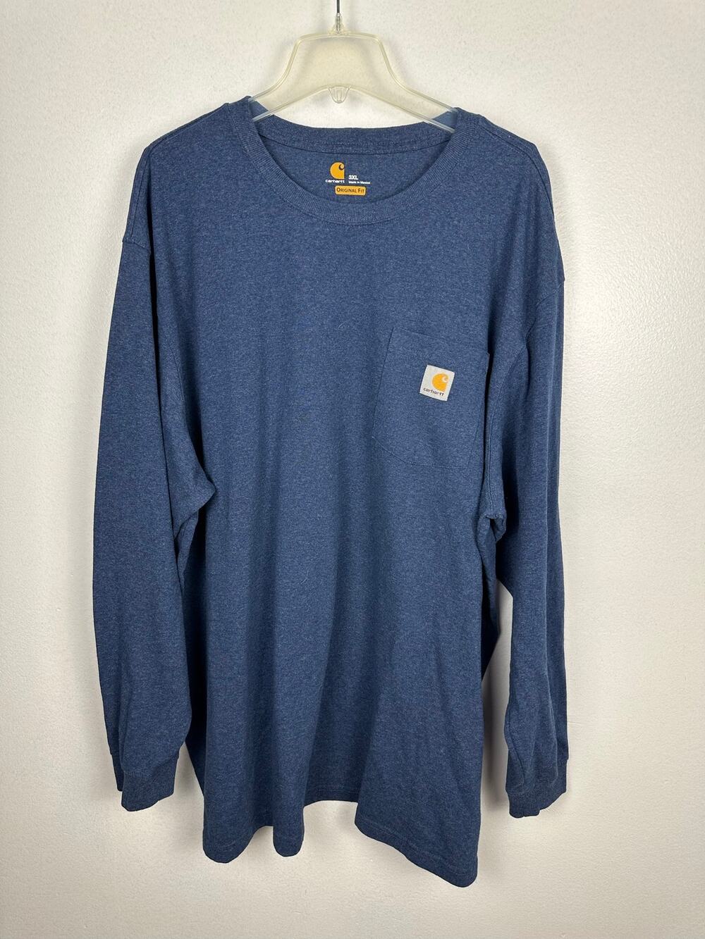 Carhartt Men's Long-Sleeve Pocket T-Shirt blue (Original Fit, Size 3XL)